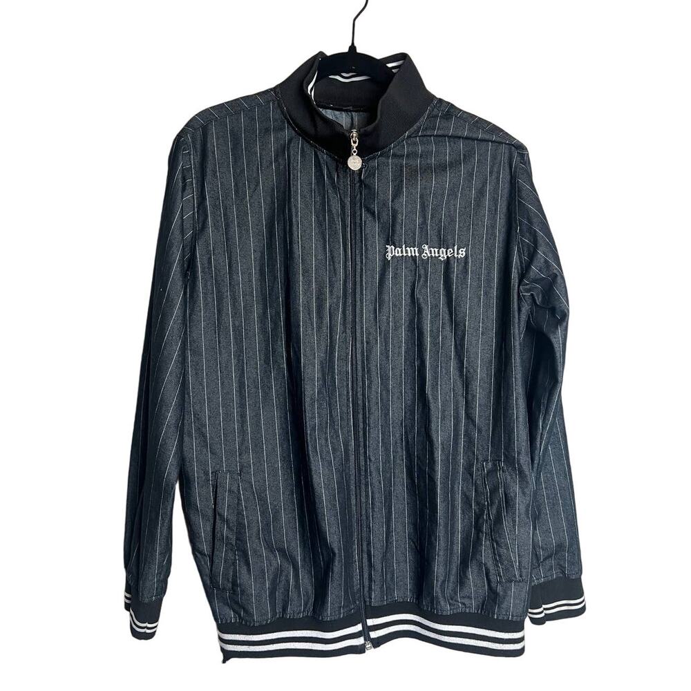 Palm Angels Full Zip Striped Grey Track Jacket Women's Sz. XXL